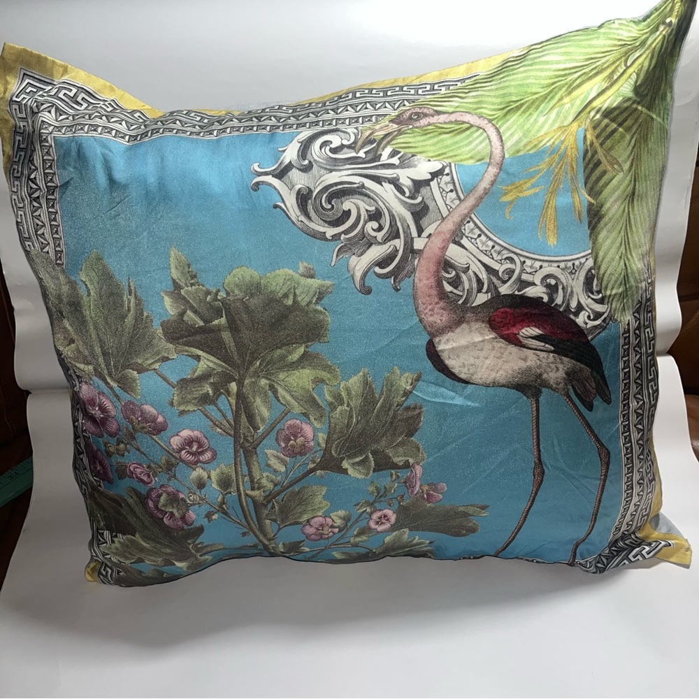 Pottery Barn Crane Scarf Print Pillow Cover Silk 20inx20in